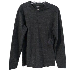 01. Algo Mens Thermal Henley Shirt Size medium Black Long Sleeve Performance NWT